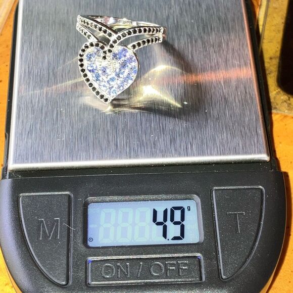 Genuine Tanzanite Black Spinel Sterling Silver Heart Ring Size 8 - Picture 10 of 10